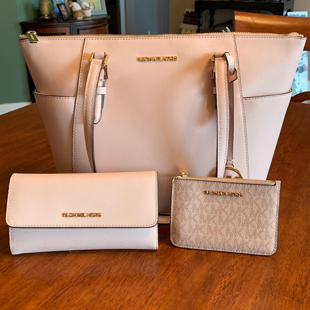 Michael Kors purse, wallet, and change purse combo